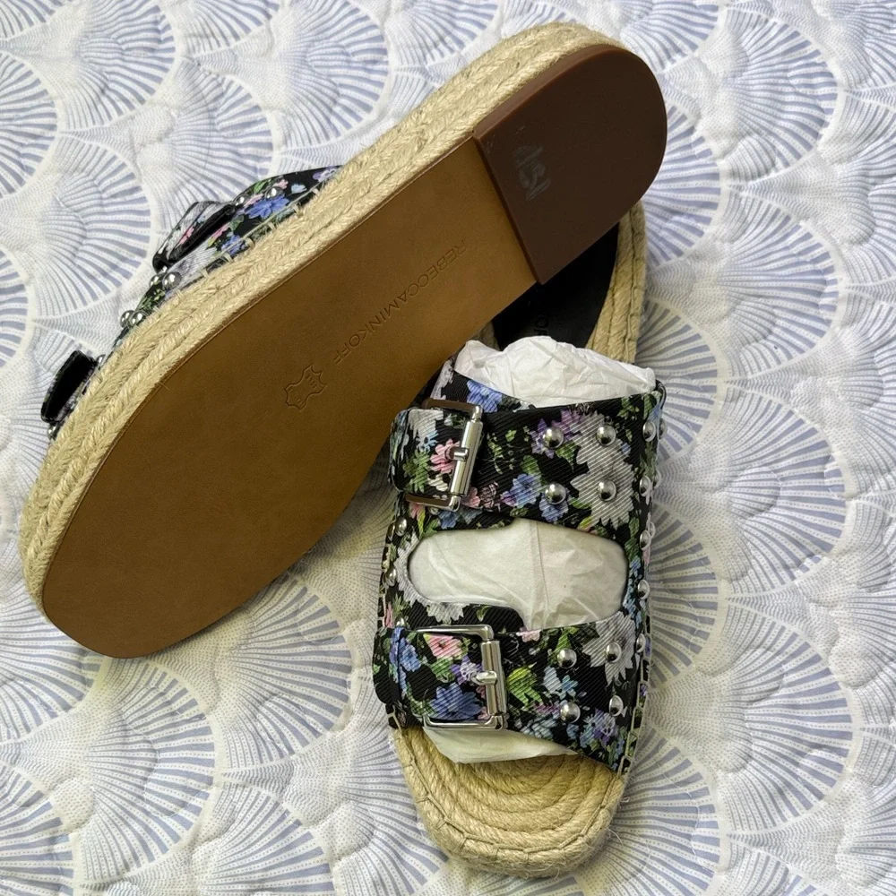 Rebecca Minkoff Floral Jodi Espadrille Platform Slides Size 10.5 NWOT